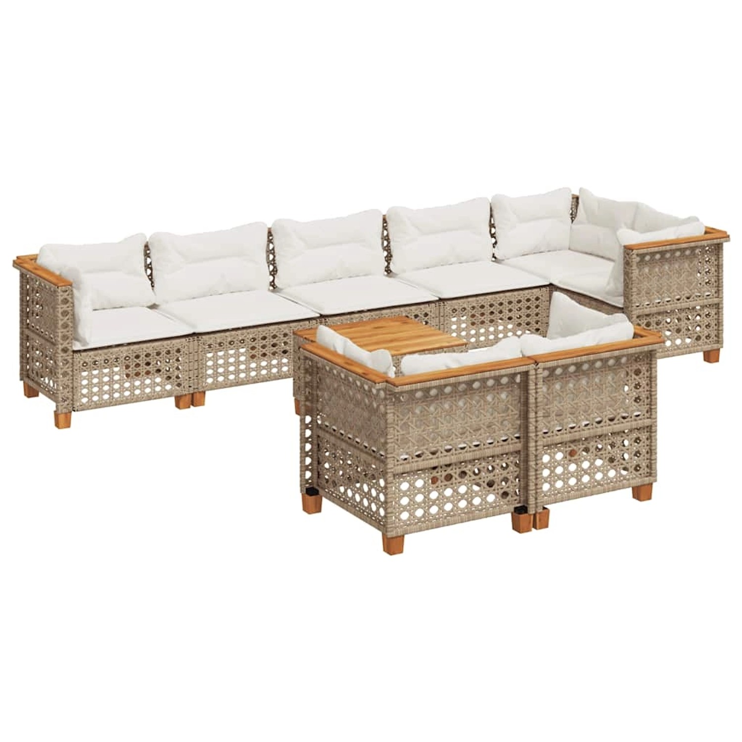 vidaXL 9-Tlg Garten-Sofagarnitur mit Kissen Beige Poly Rattan 3261898 günstig online kaufen