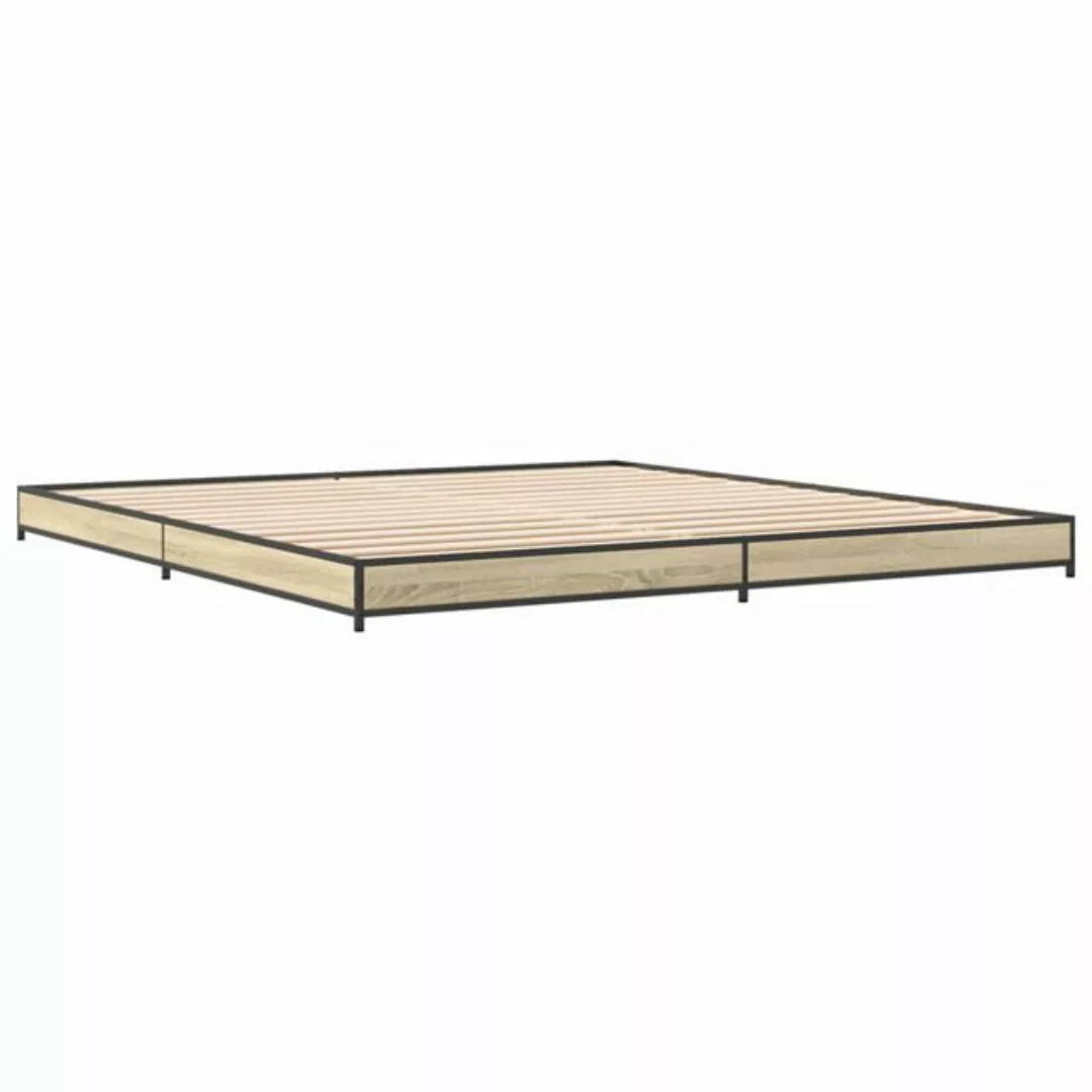 vidaXL Bett Bettgestell Sonoma-Eiche 200x200 cm Holzwerkstoff und Metall günstig online kaufen