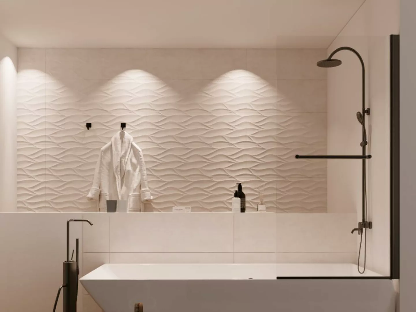 Duschtrennwand Badewanne - 70 x 140 cm - Metall - Schwarz - TOBIN günstig online kaufen