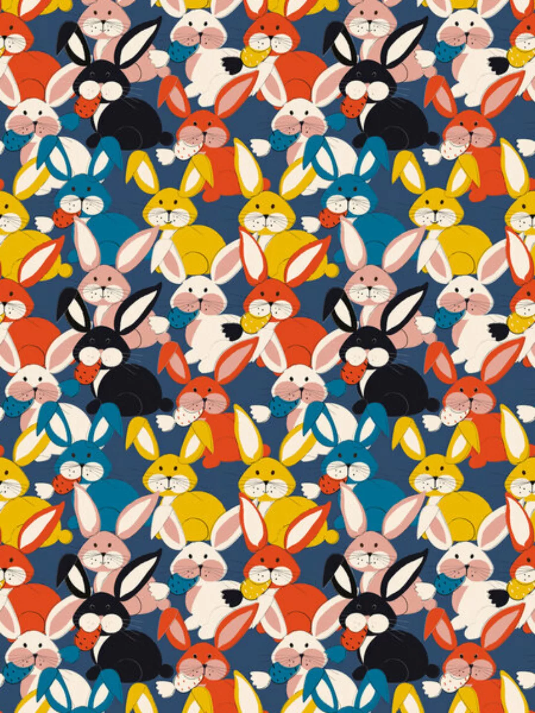 Poster / Leinwandbild - Colored Rabbit Pattern günstig online kaufen