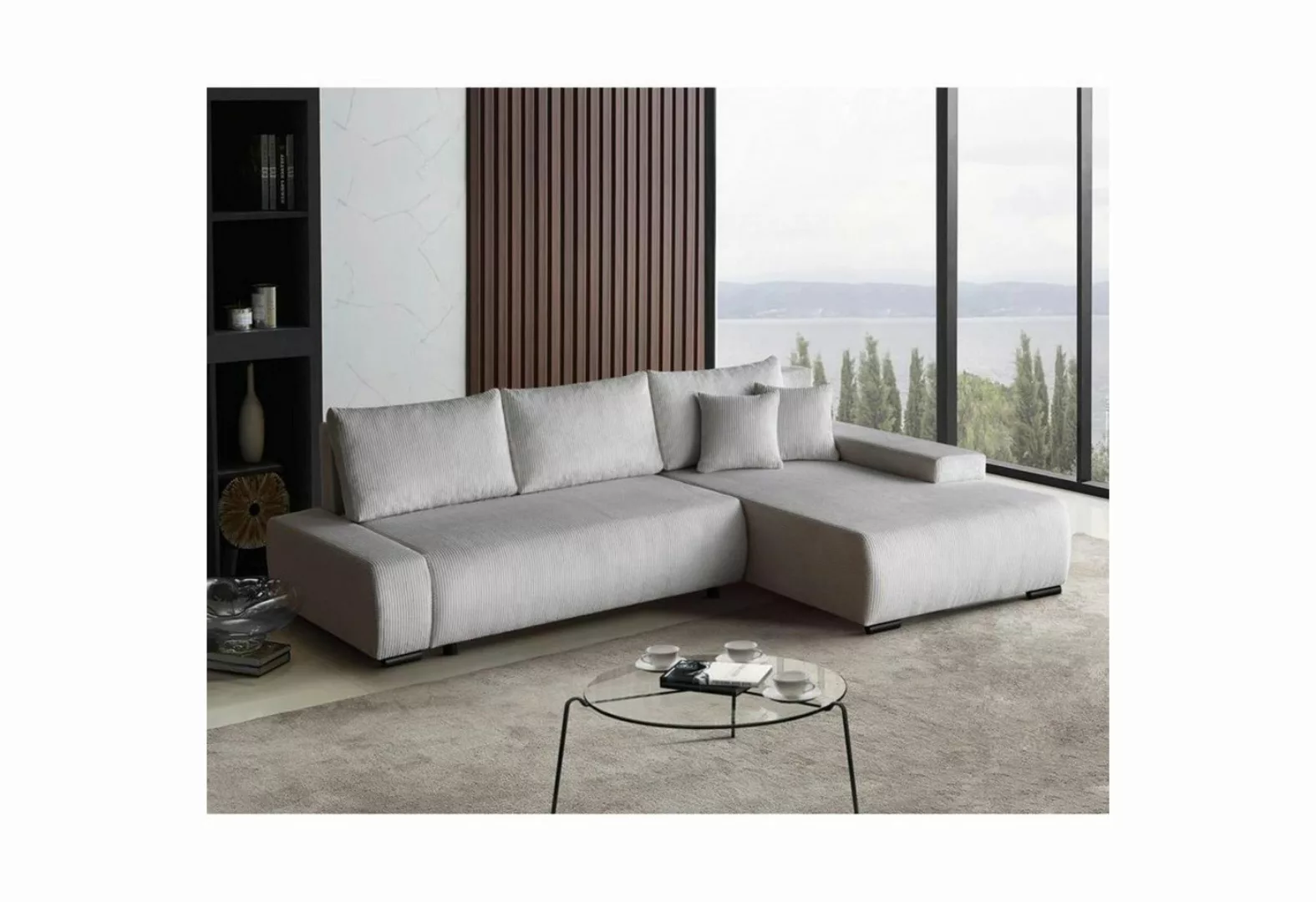 Beautysofa Ecksofa Draco L, mit Schlaffunktion, Bettkasten, Wellenfedern, E günstig online kaufen