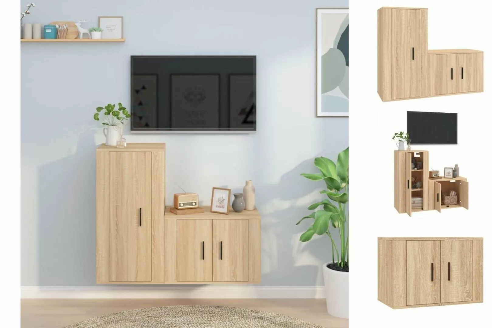 vidaXL TV-Schrank 2-tlg TV-Schrank-Set Sonoma-Eiche Spanplatte günstig online kaufen