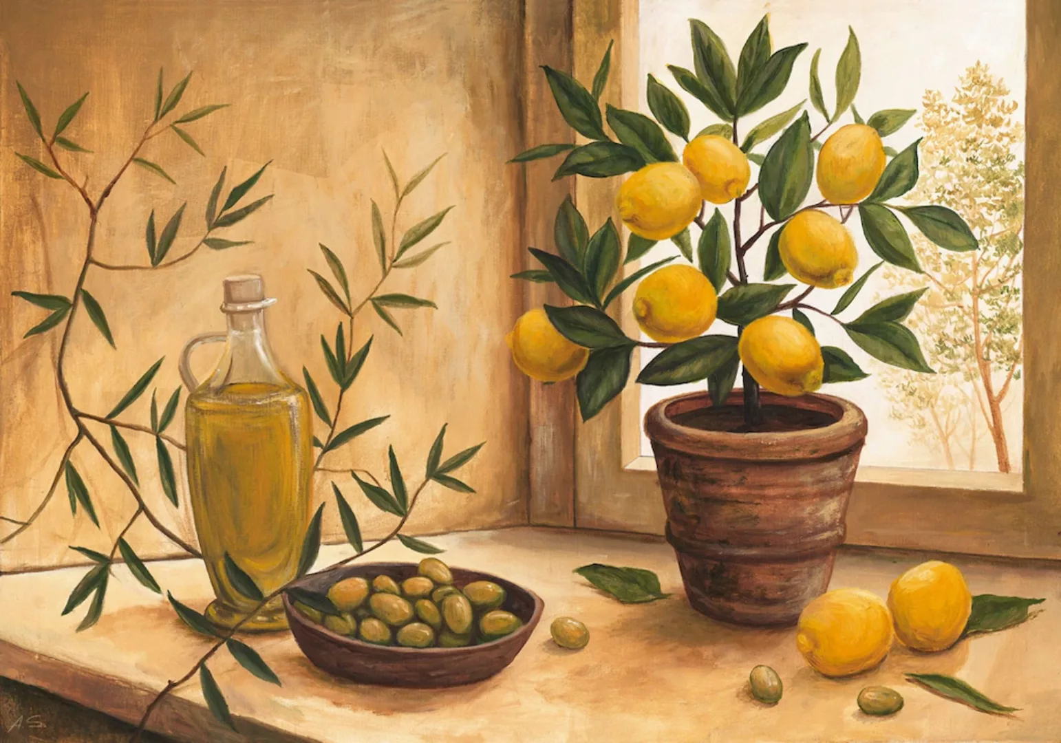 Home affaire Kunstdruck "A. S.: Olive and lime", Arrangements, 99/69 cm günstig online kaufen