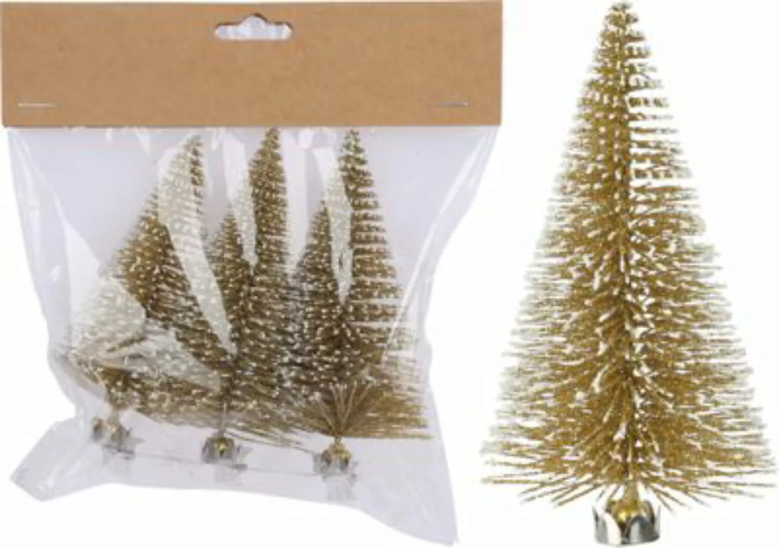 Koopman "3er-Set Weihnachtsdeko ""Tannenbaum"" mit Clip 5,5x5,5x10cm" gold günstig online kaufen
