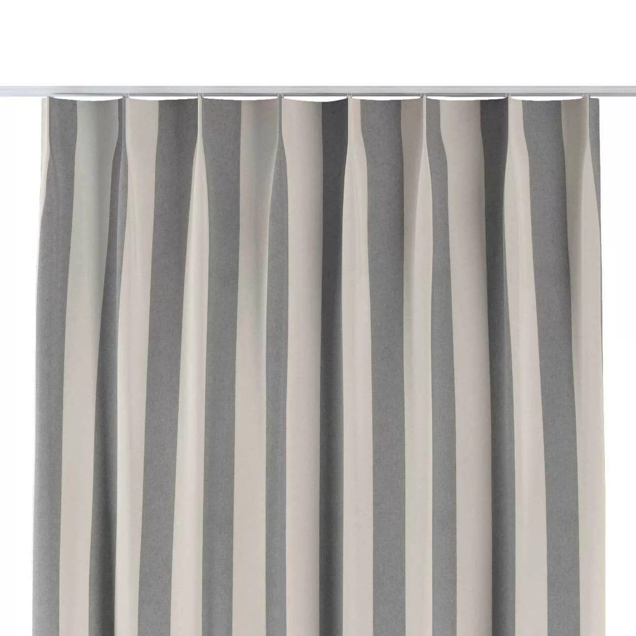 Vorhang mit flämischen 1-er Falten, weiß-grau, Quadro (143-91) günstig online kaufen