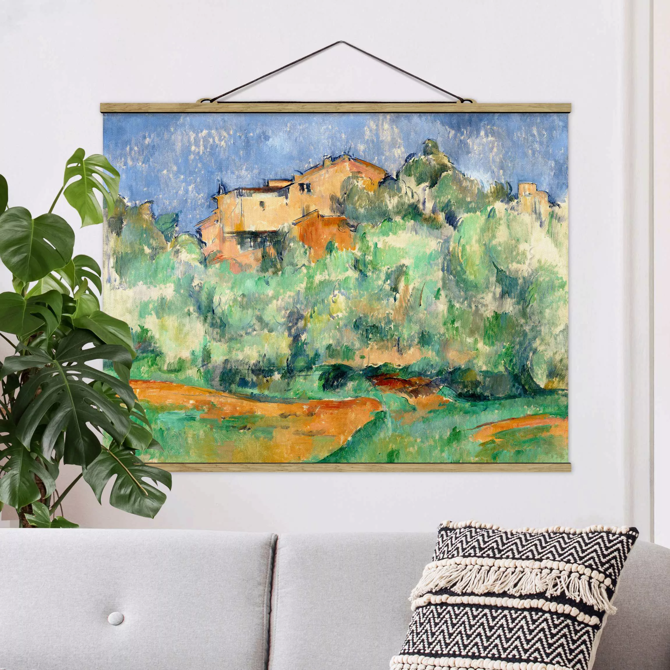 Stoffbild Kunstdruck mit Posterleisten - Querformat Paul Cézanne - Haus auf günstig online kaufen