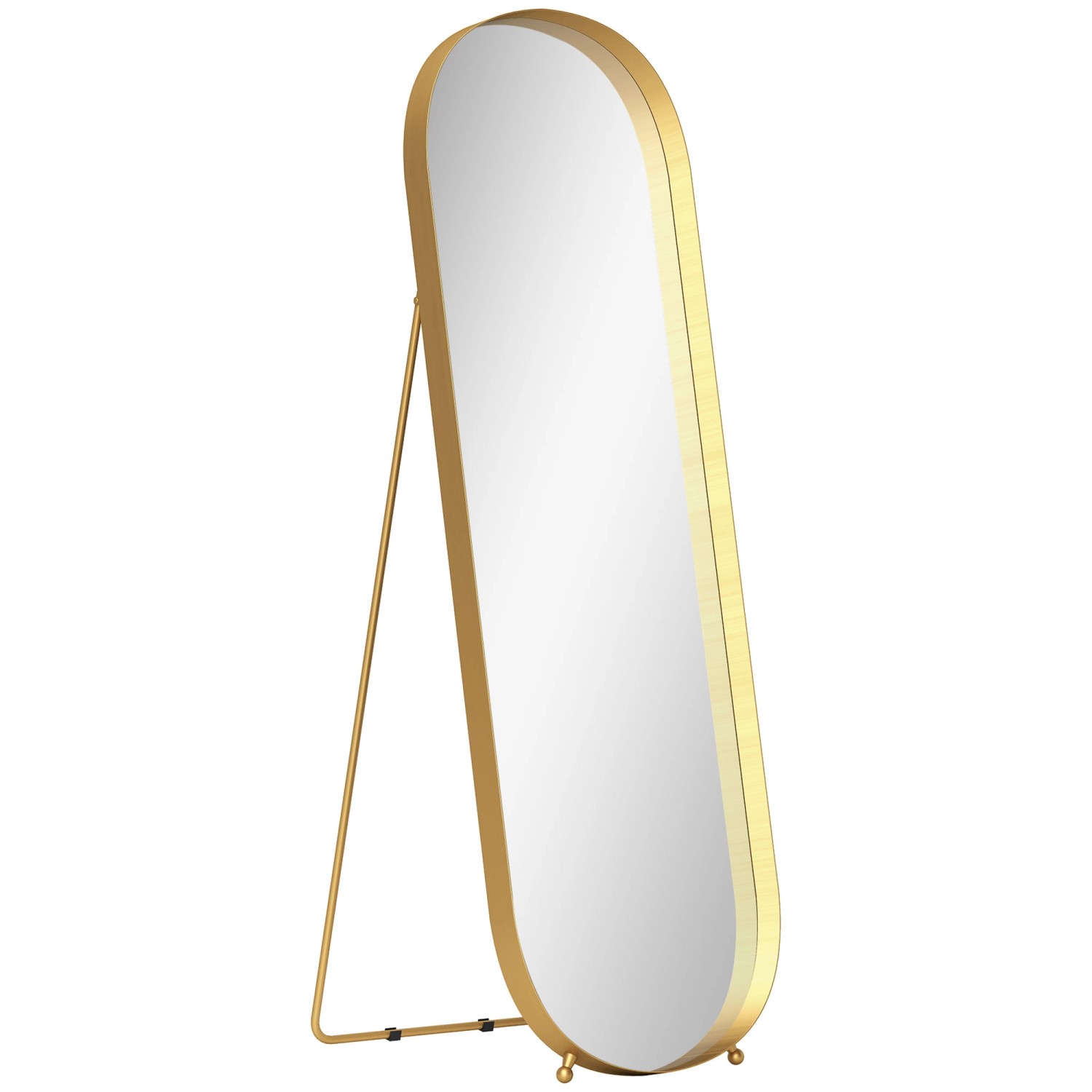 HOMCOM Ganzkörperspiegel Metall Glas 50L x 6B x 160H cm Gold günstig online kaufen
