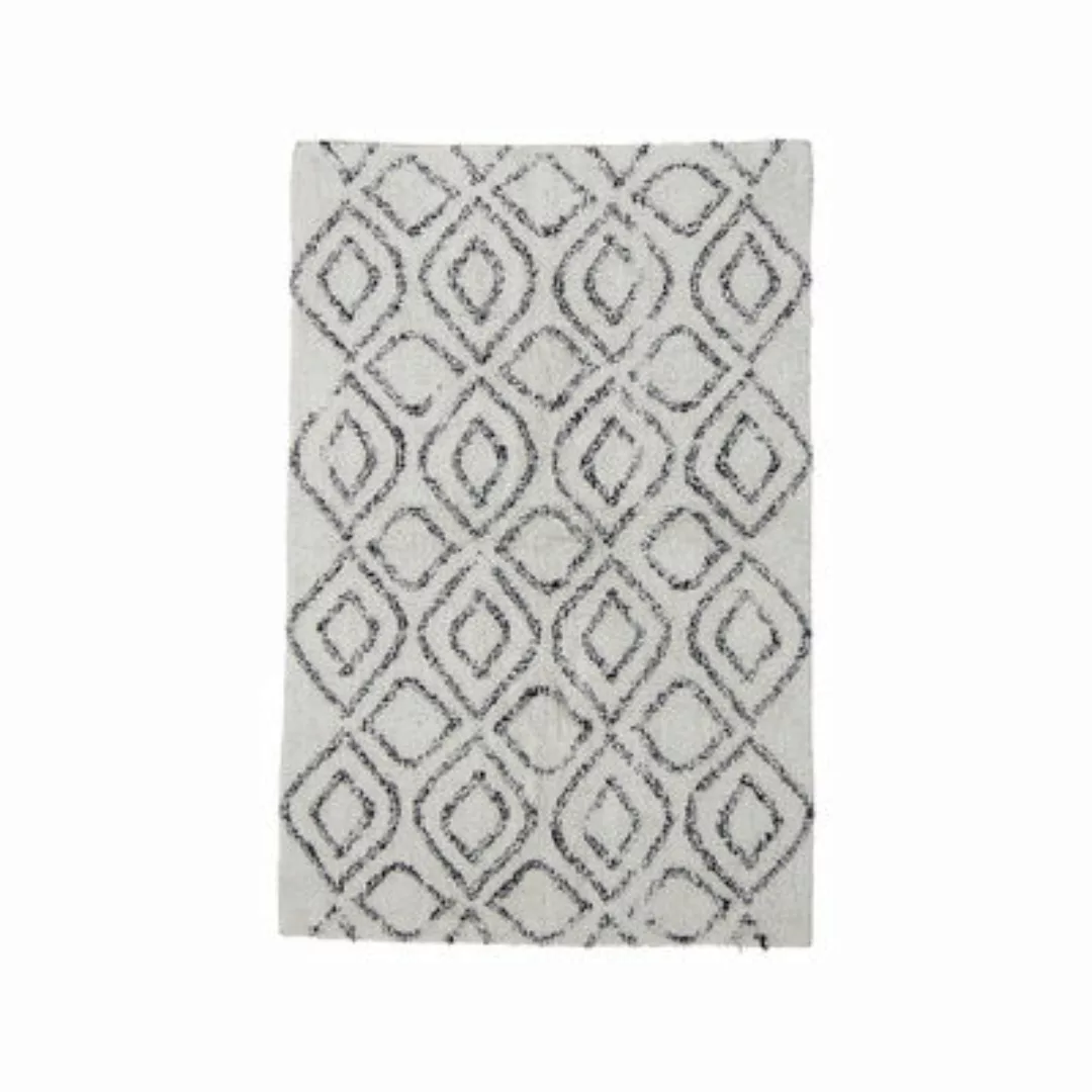 Teppich Katie textil weiß / Baumwolle - 150 x 90 cm - Bloomingville - Weiß günstig online kaufen