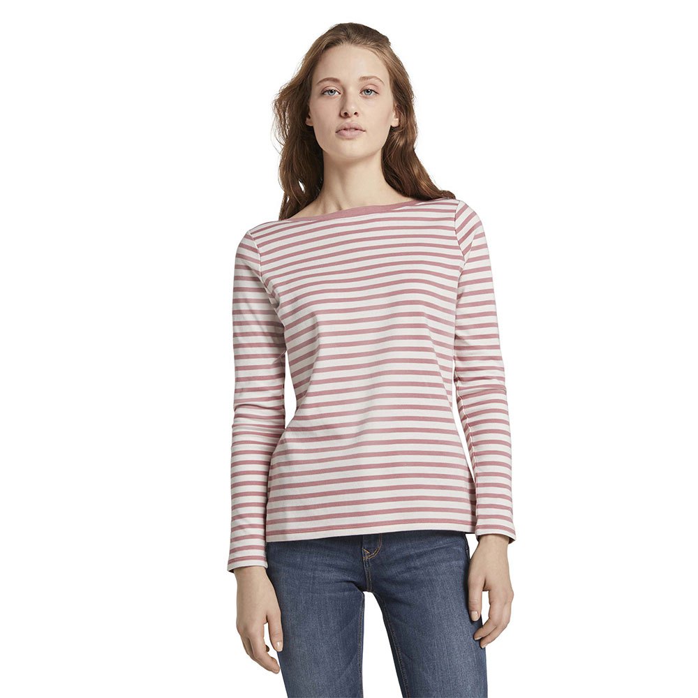 Tom Tailor Langarm Bluse XS Rose White Stripe günstig online kaufen