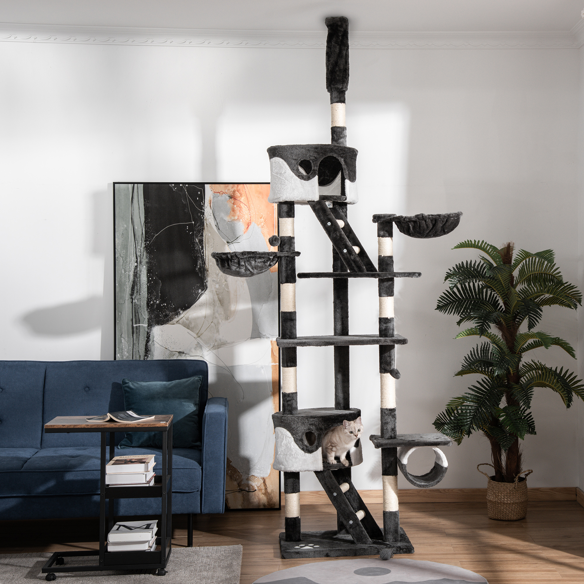 PawHut Deckenkratzbaum für Katzen mit Höhenverstellung 240-260cm, Mehrstufi günstig online kaufen