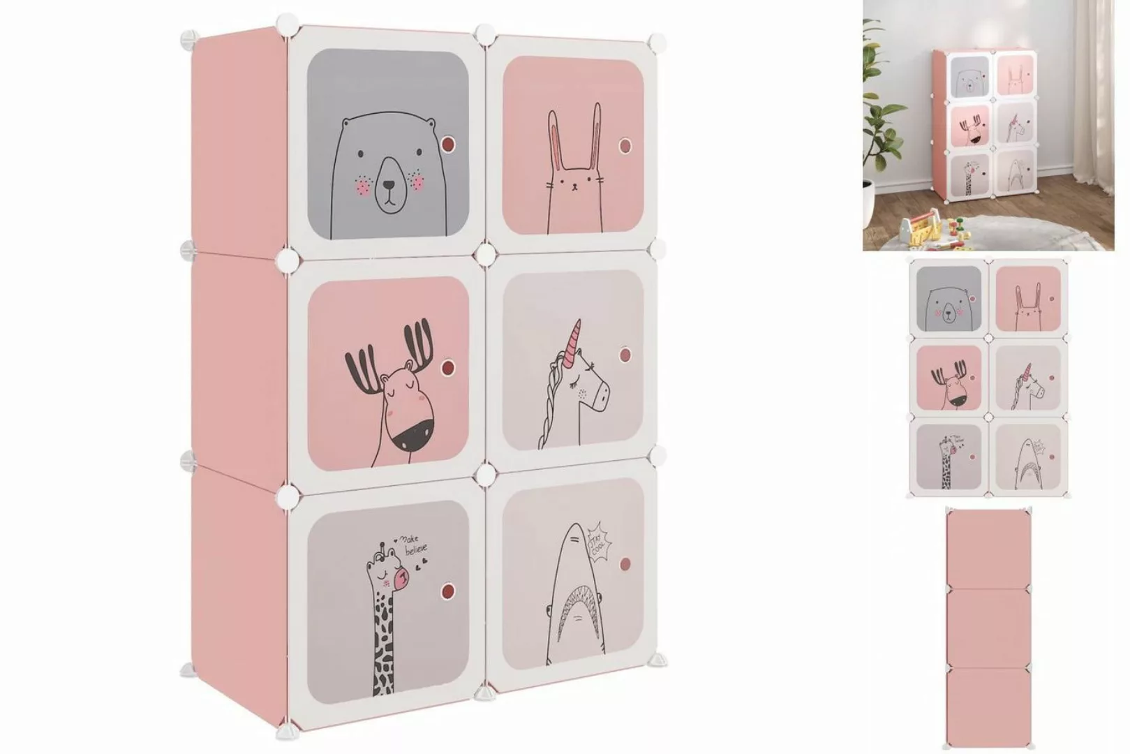 vidaXL Mehrzweckschrank Kinderschrank Modular mit 6 Würfeln Rosa Kunststoff günstig online kaufen