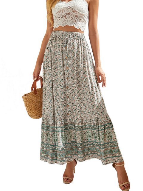 MASHANG Maxirock Damen im Bohemian-Stil, A-Linien-Rock hohe Taille, bedruck günstig online kaufen