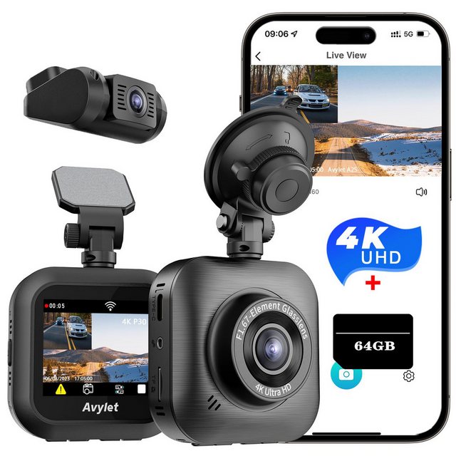 Avylet Dashcam Auto mit Vorne Hinten 4K/1080P, WiFi Autokamera Dashcam (HD, günstig online kaufen