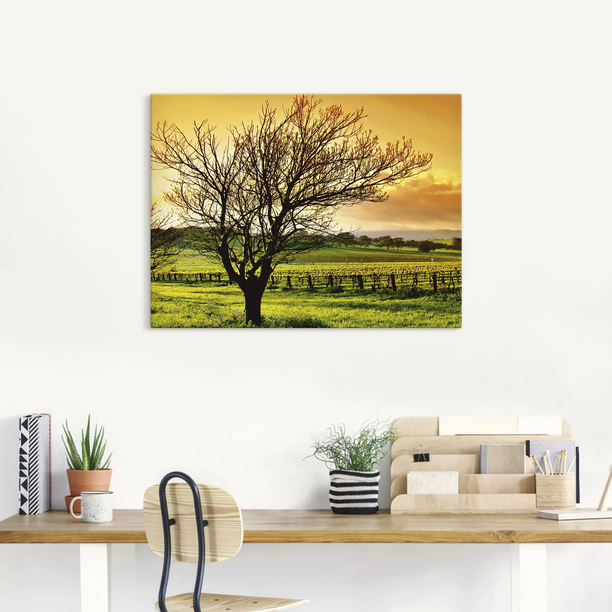 Artland Leinwandbild "Landschaft mit Weinbergen", Felder, (1 St.), auf Keil günstig online kaufen