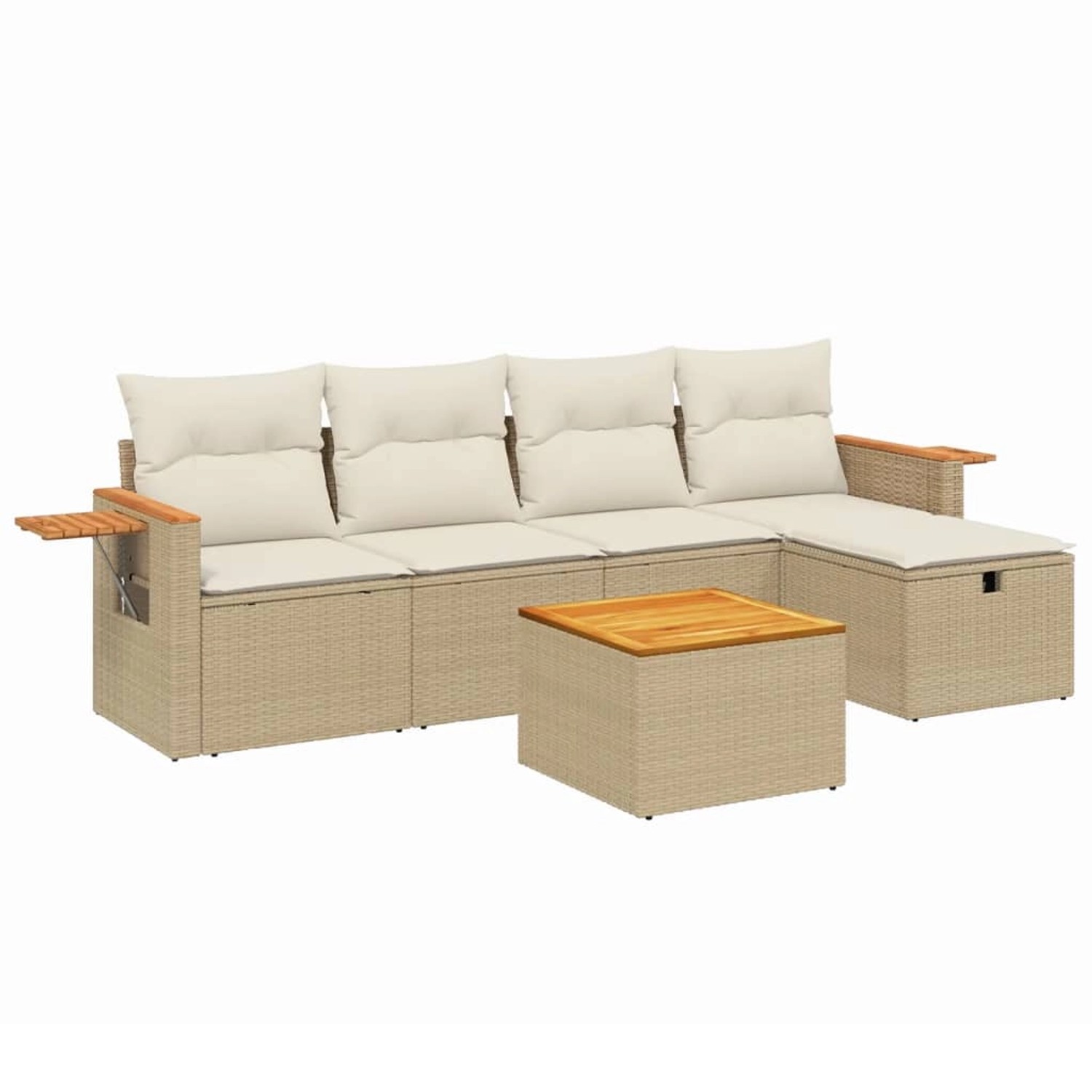 vidaXL 6-tlg Garten-Sofagarnitur mit Kissen Beige Poly Rattan Modell 140 günstig online kaufen