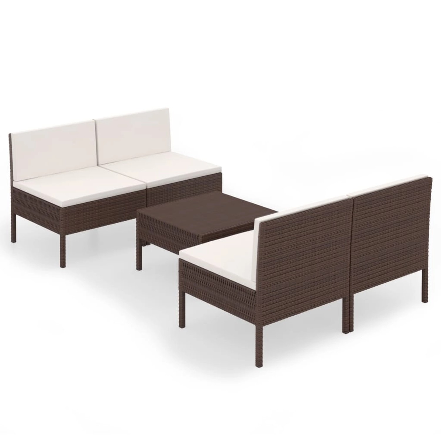 5-tlg. Garten-lounge-set Mit Auflagen Poly Rattan Braun günstig online kaufen