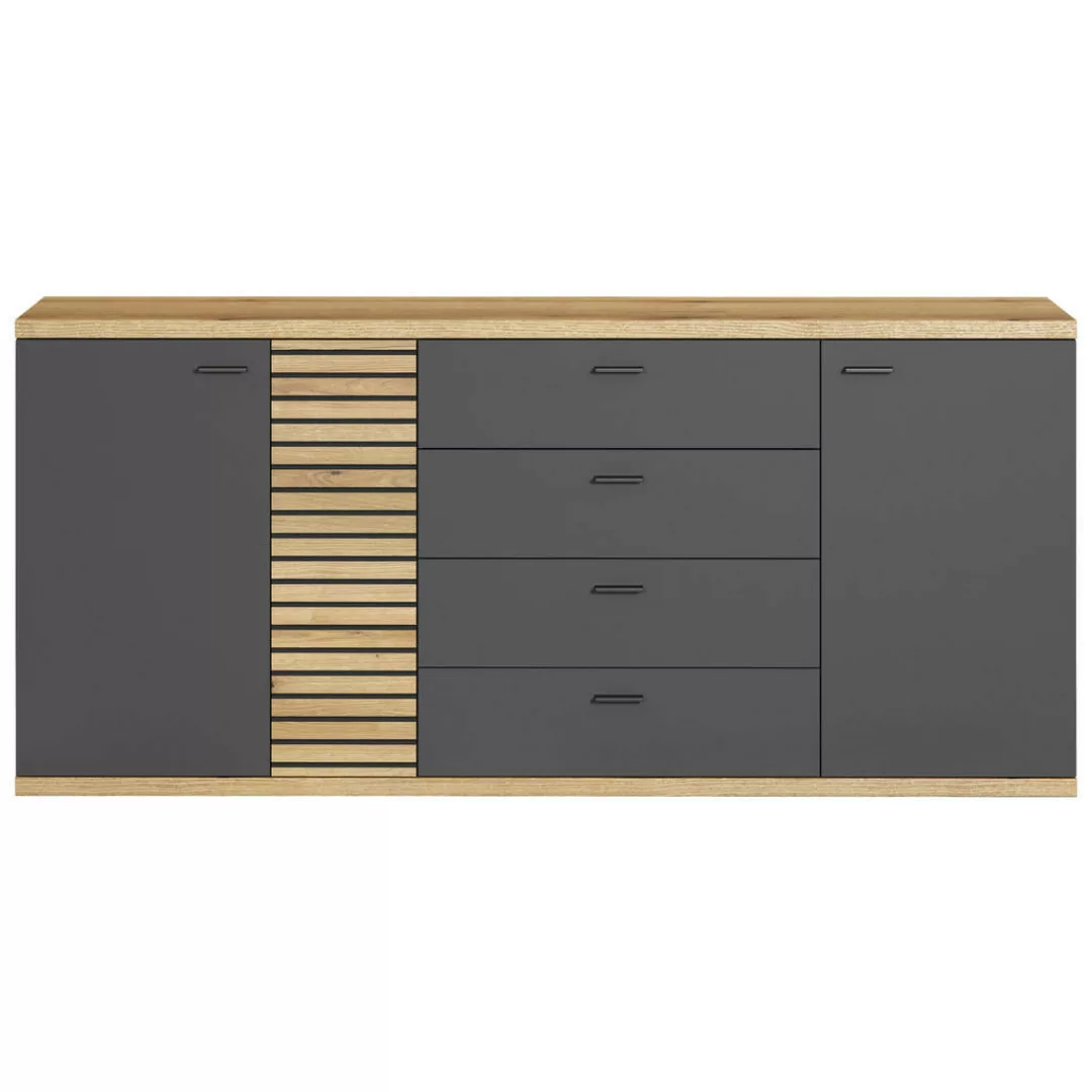 Sideboard Norris anthrazit Eiche Evoke Coast Nachbildung B/H/T: ca. 186x85x günstig online kaufen