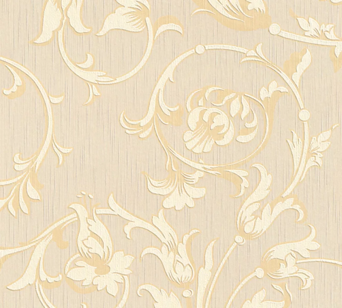 Bricoflor Florale Tapete in Creme Weiß Helle Textiltapete mit Blumen Ranken günstig online kaufen