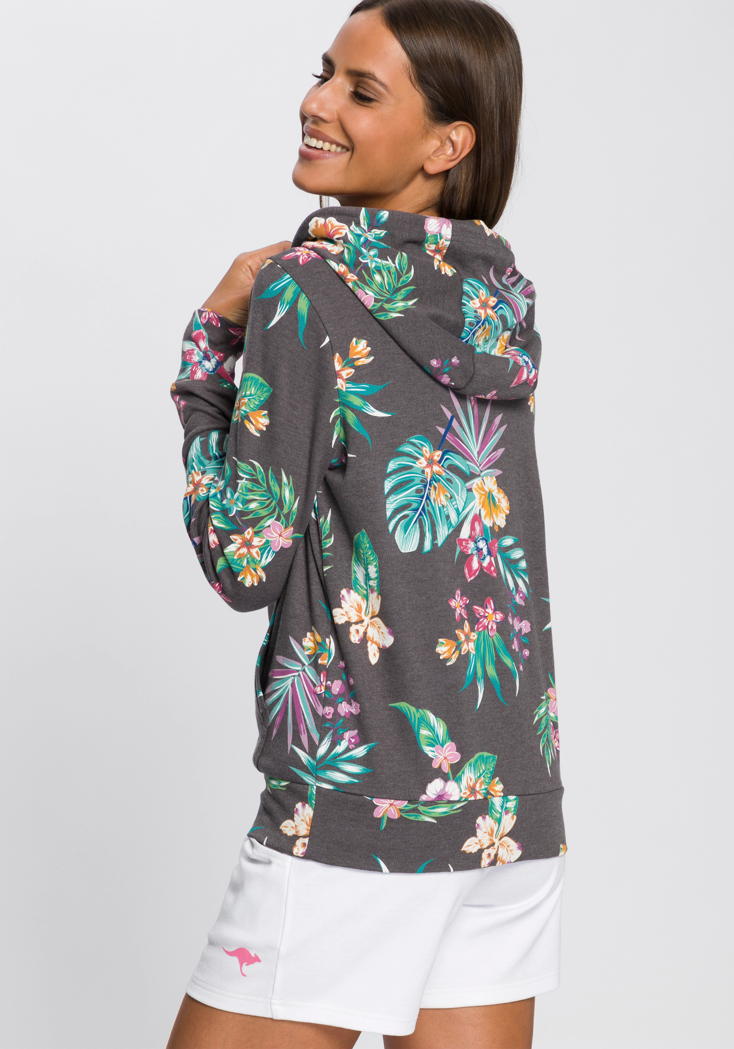 KangaROOS Kapuzensweatshirt mit coolem Floral-Alloverprint & Logo-Print im günstig online kaufen