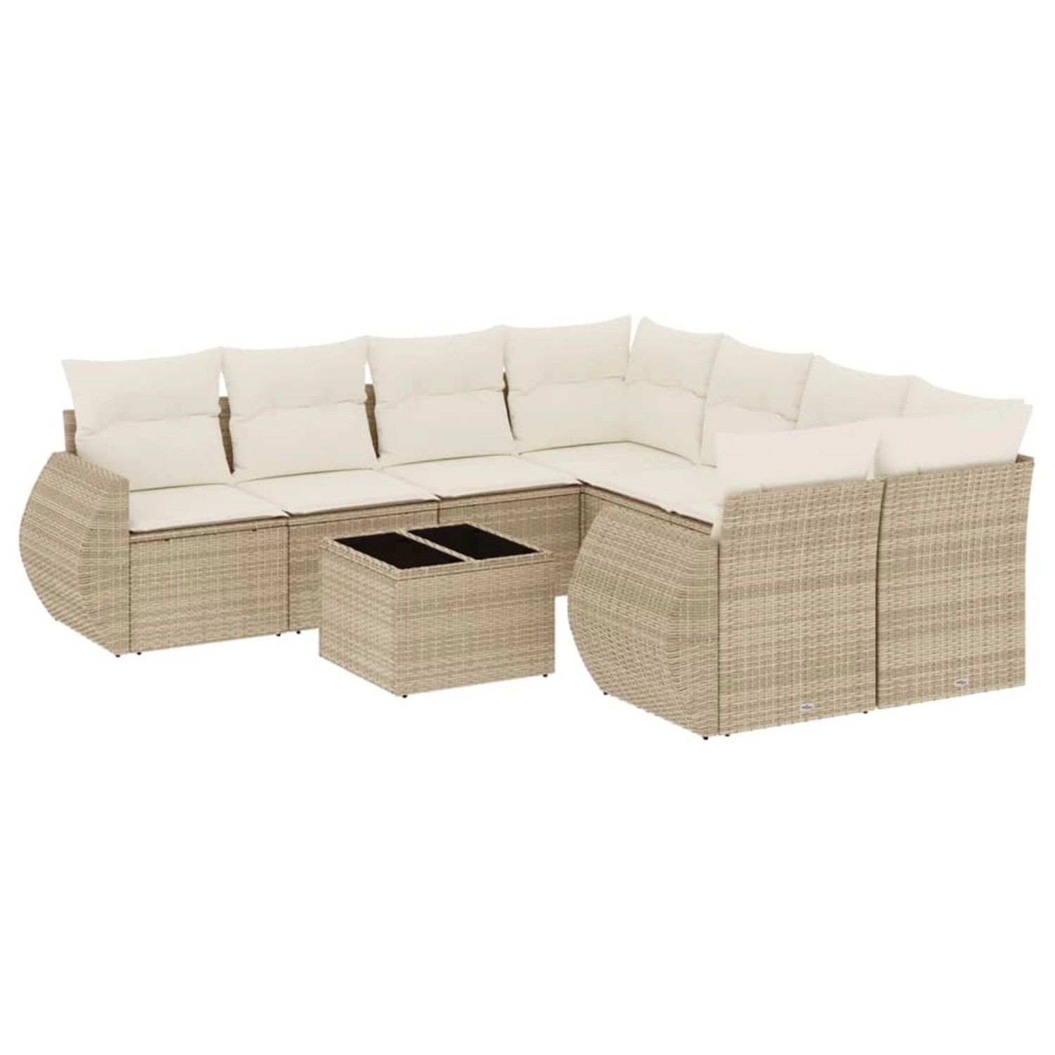 vidaXL 9-Tlg Garten-Sofagarnitur mit Kissen Beige Poly Rattan 3221157 günstig online kaufen