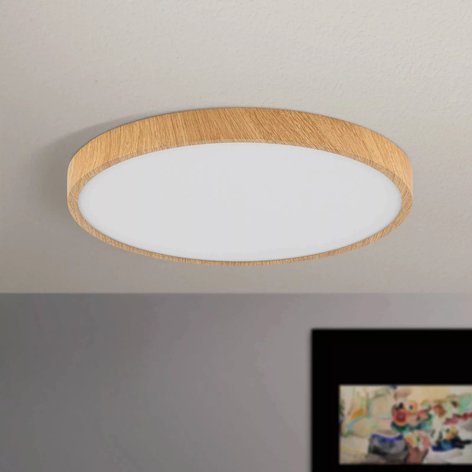 LED-Deckenleuchte Bully mit Holz-Optik, Ø 28 cm günstig online kaufen