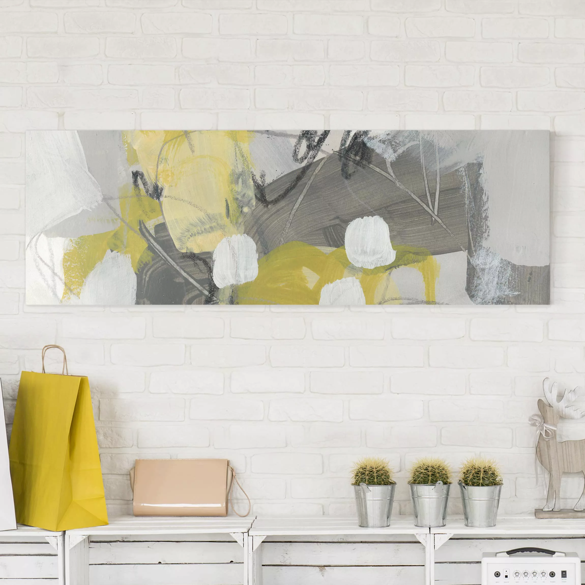 Leinwandbild Abstrakt - Panorama Zitronen im Nebel III günstig online kaufen