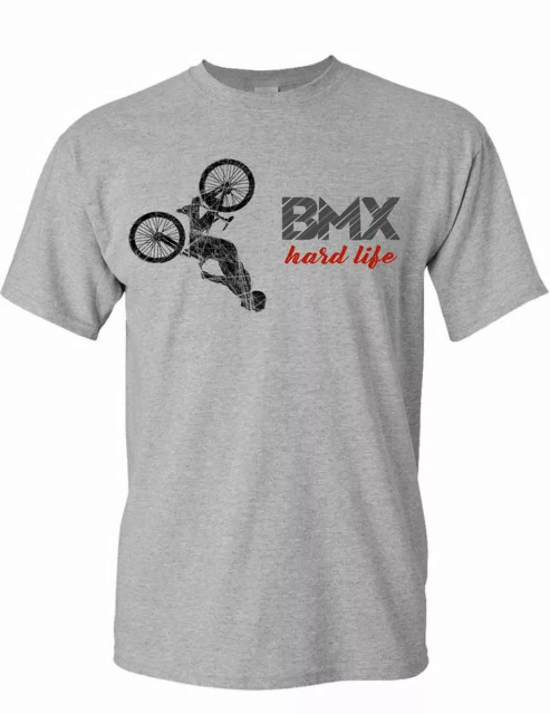 Baddery Print-Shirt Fahrrad T-Shirt Herren: "BMX Hard Life", hochwertiger S günstig online kaufen