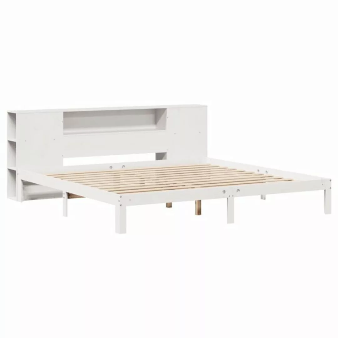 vidaXL Bett Massivholzbett mit Regal ohne Matratze Weiß 200x200 cm Kiefer günstig online kaufen