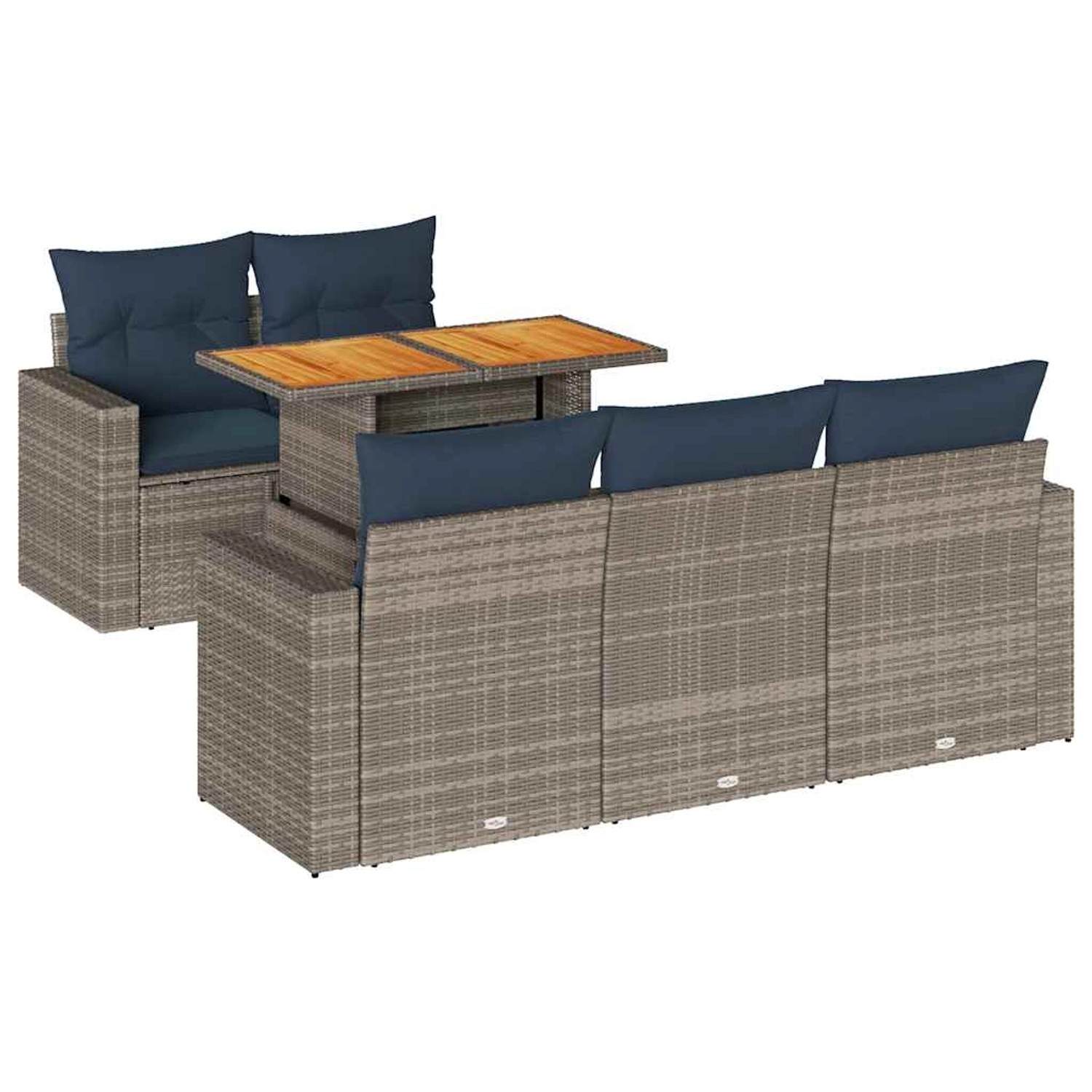 vidaXL 6-Tlg Garten-Sofagarnitur mit Kissen Grau Poly Rattan 3326994 günstig online kaufen