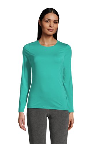 Shirt aus Baumwoll/Modalmix, Damen, Größe: M Normal, Blau, by Lands' End, M günstig online kaufen