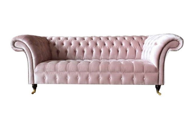 JVmoebel Sofa Chesterfield 3 Sitzer Sofa Stoffsofa Rosa Wohnzimmer Polster günstig online kaufen