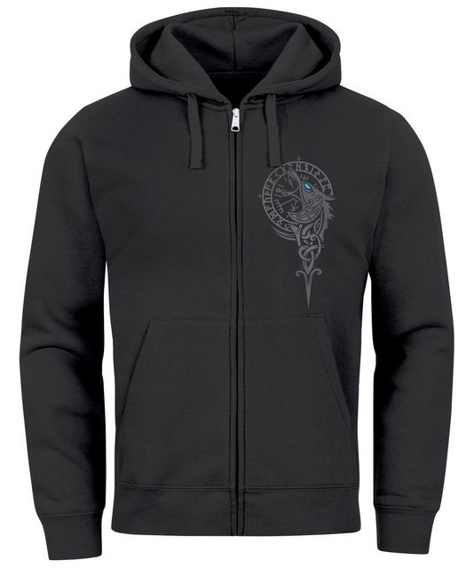 Neverless Sweatjacke Sweatjacke Herren mit Kapuze Fenrir Nordische Mytholog günstig online kaufen