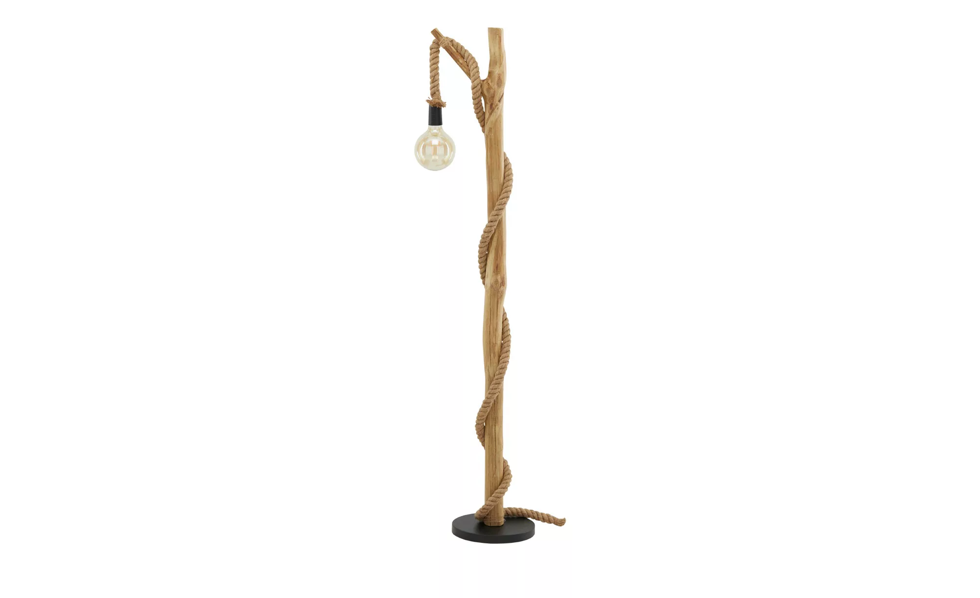 Stehleuchte, 1-flammig, Holz/Seil - holzfarben - 150 cm - Lampen & Leuchten günstig online kaufen