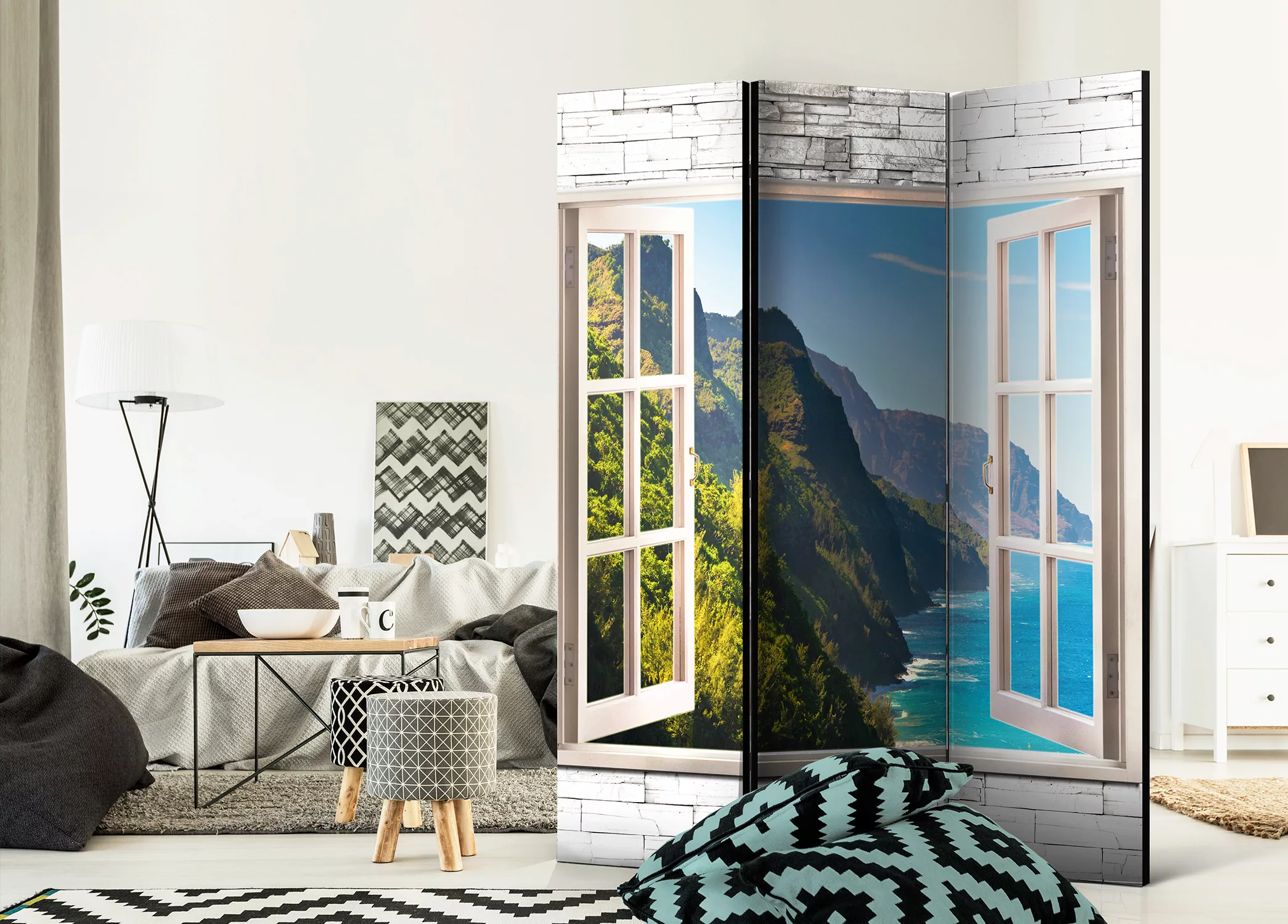 3-teiliges Paravent - Seaside Hills [room Dividers] günstig online kaufen