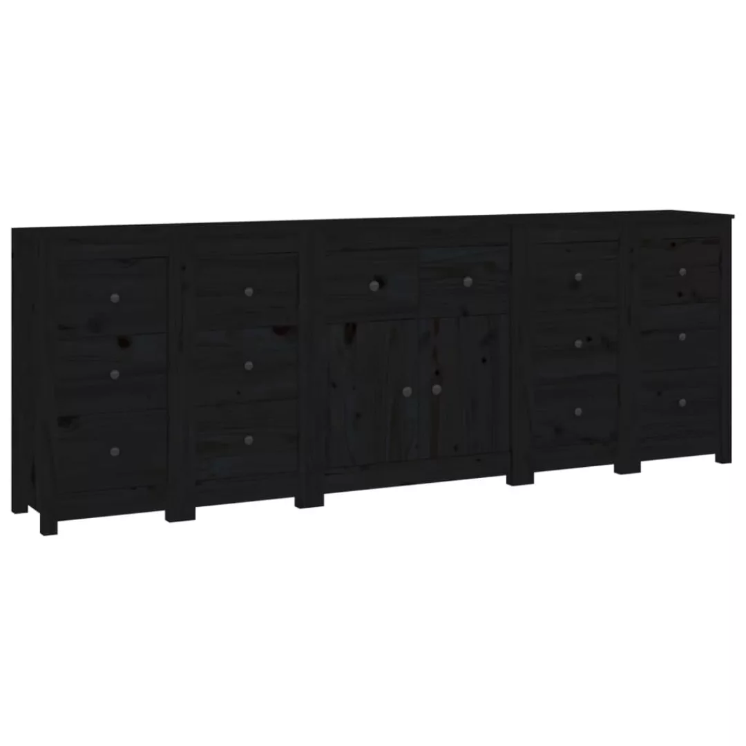 Vidaxl 5-tlg. Sideboard-set Schwarz Massivholz Kiefer günstig online kaufen