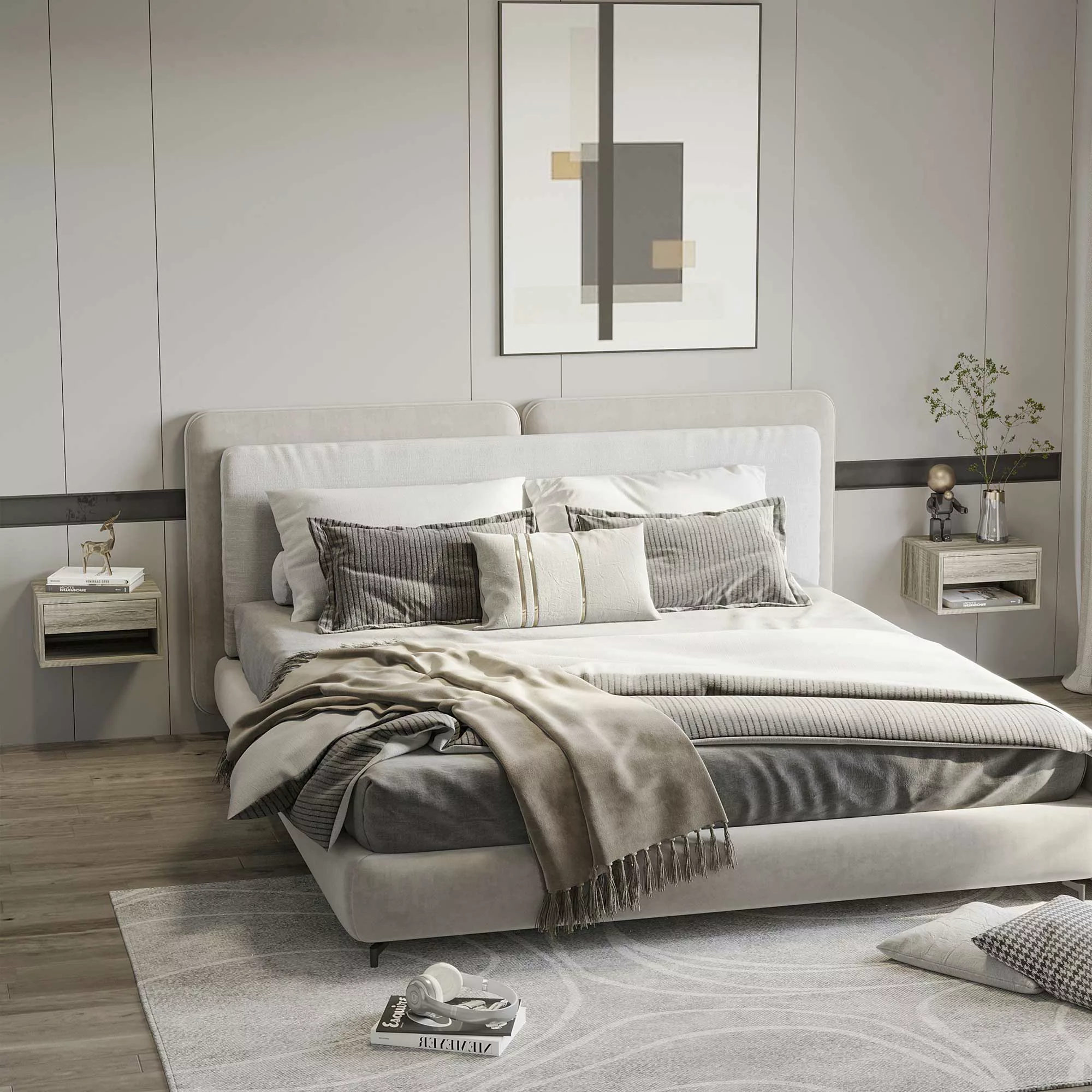 HOMCOM Set aus 2 Wand-Nachttischen Nachttisch - Schublade, Fach, Ablagefläc günstig online kaufen
