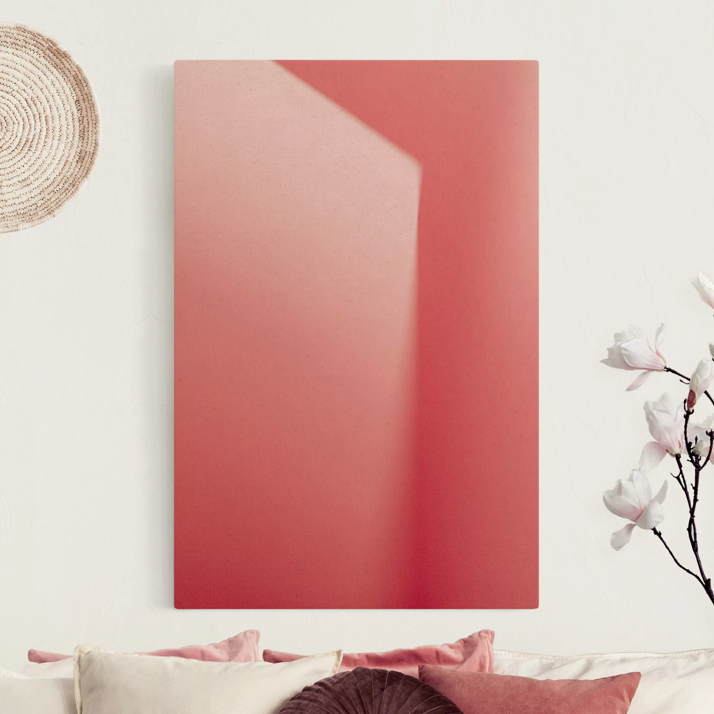 Leinwandbild auf Naturcanvas Farbiges Schattenspiel Pink günstig online kaufen