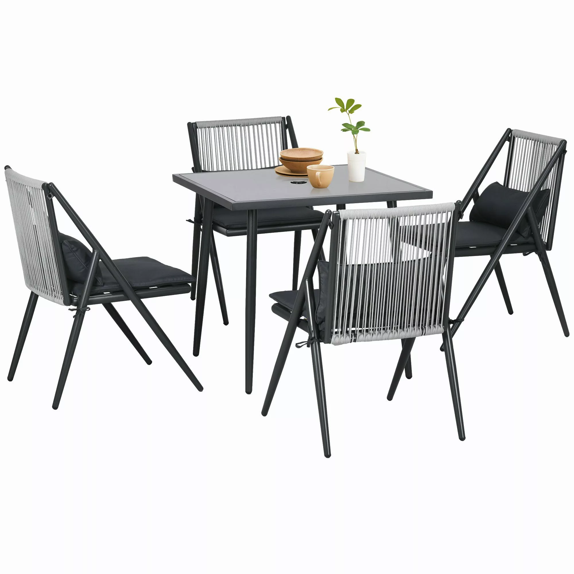 Outsunny Garten-Essgruppe 5 tlg. Gartenmöbel-Set, Balkonmöbel-Set günstig online kaufen