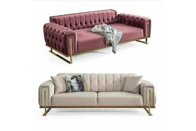 Xlmoebel 3-Sitzer Dreisitzer Chesterfield-Sofa in Rosa für das Wohnzimmer m günstig online kaufen