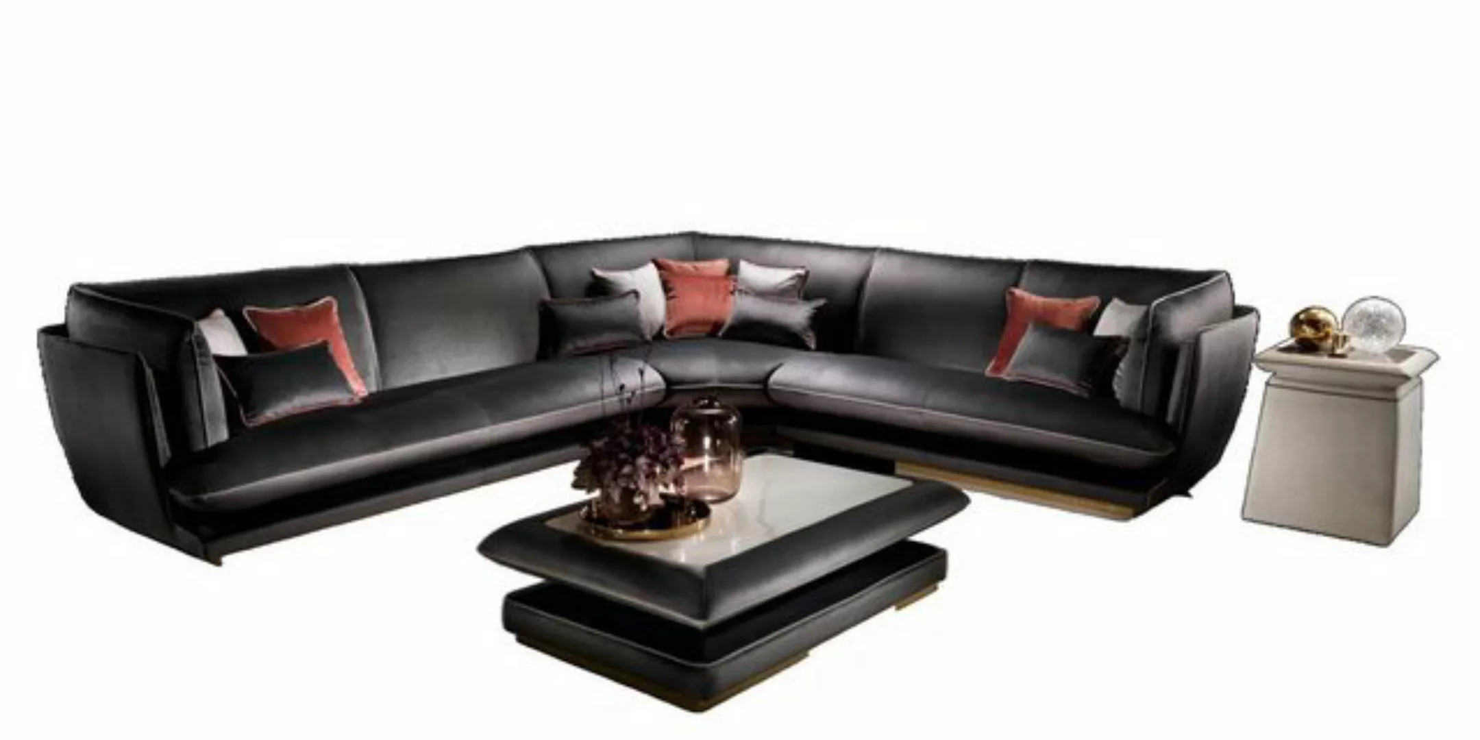 JVmoebel Ecksofa Schwarzes Sofa Luxus L-Form Couch Wohnlandschaft Arredocla günstig online kaufen