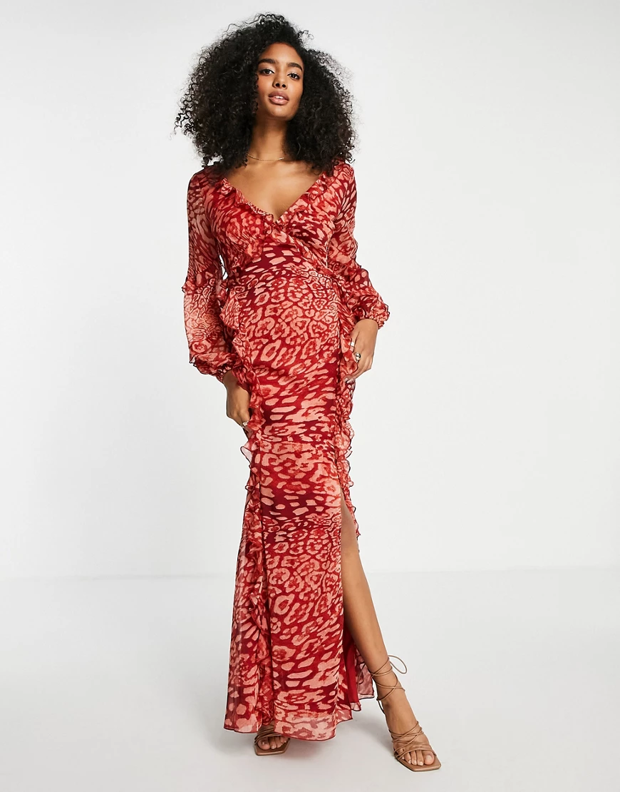 ASOS DESIGN – Maxikleid mit asymmetrischem Schnitt und verschieden großen A günstig online kaufen