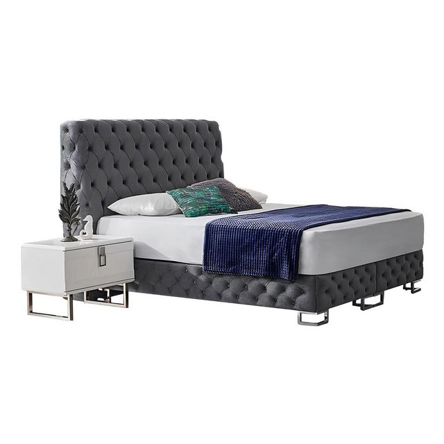 JVmoebel Bett Graues Chesterfield Doppelbett Designer Schlafzimmer Edle (1- günstig online kaufen