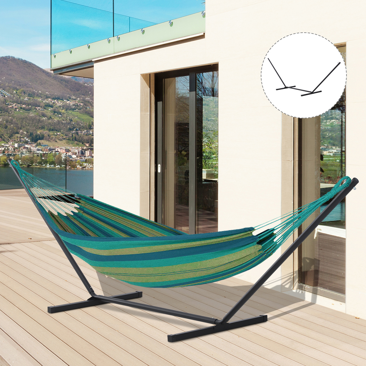 Outsunny Hängemattengestell schwarz Metall B/H/L: ca. 92x115x360 cm günstig online kaufen