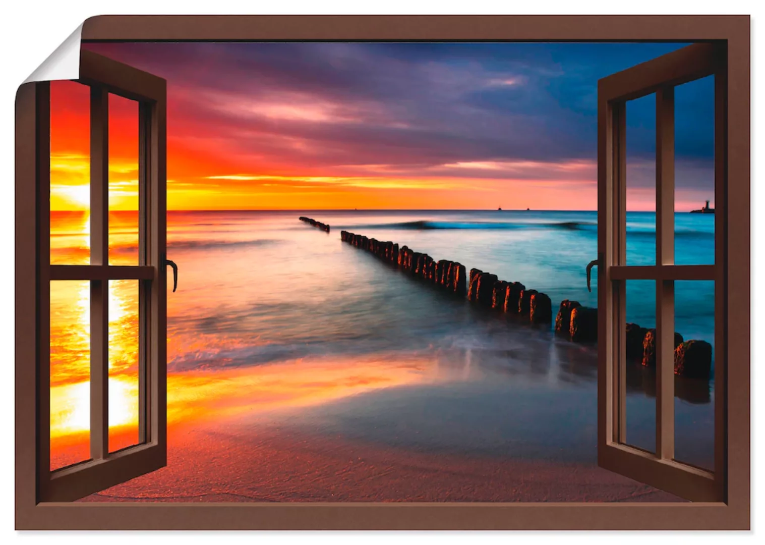 Artland Wandbild "Fensterblick Ostsee mit Sonnenaufgang", Fensterblick, (1 günstig online kaufen