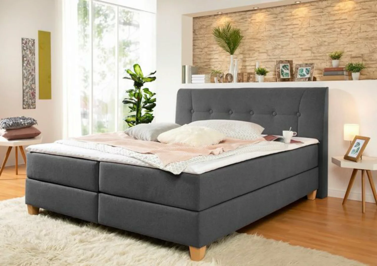 Home affaire Boxspringbett "Calloway", inkl. Topper, XXL-Ausführung, in 4 F günstig online kaufen