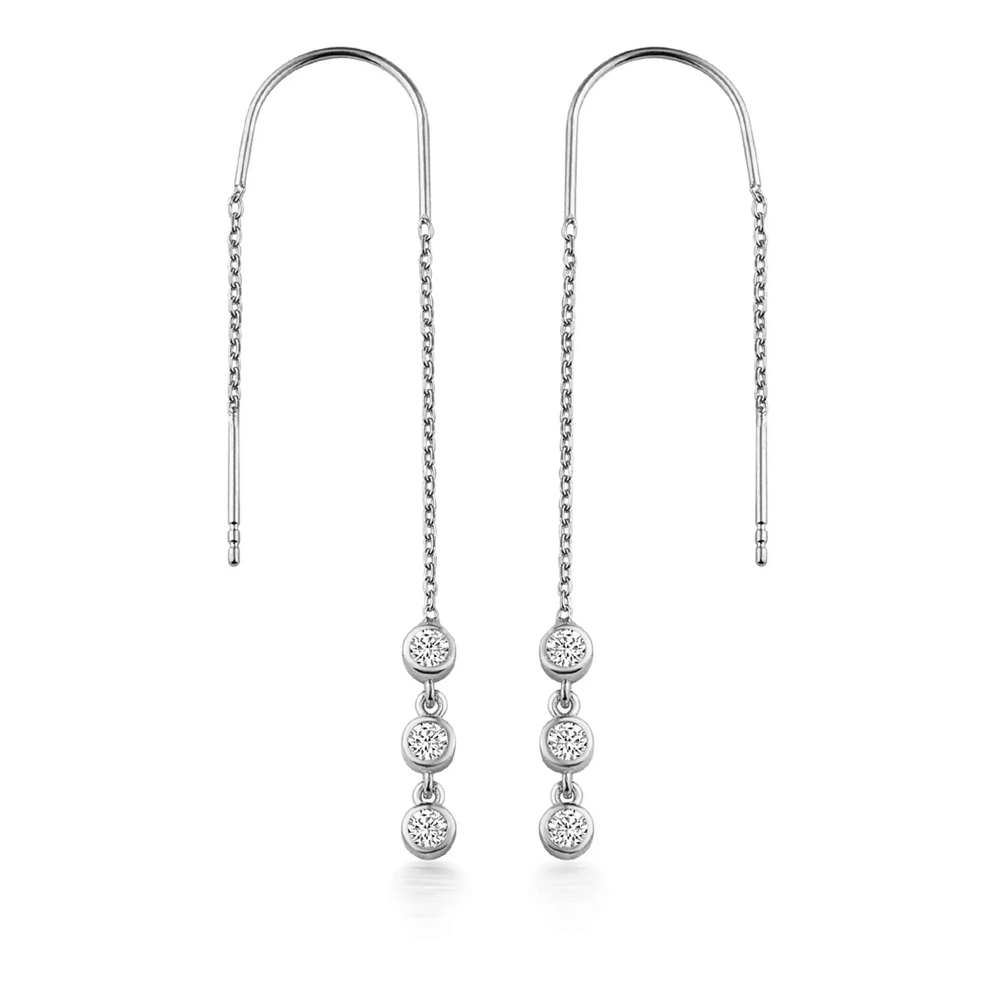 dKeniz Paar Ohrhänger "925/- Sterling Silber rhodiniert Glänzend 8cm Zirkon günstig online kaufen