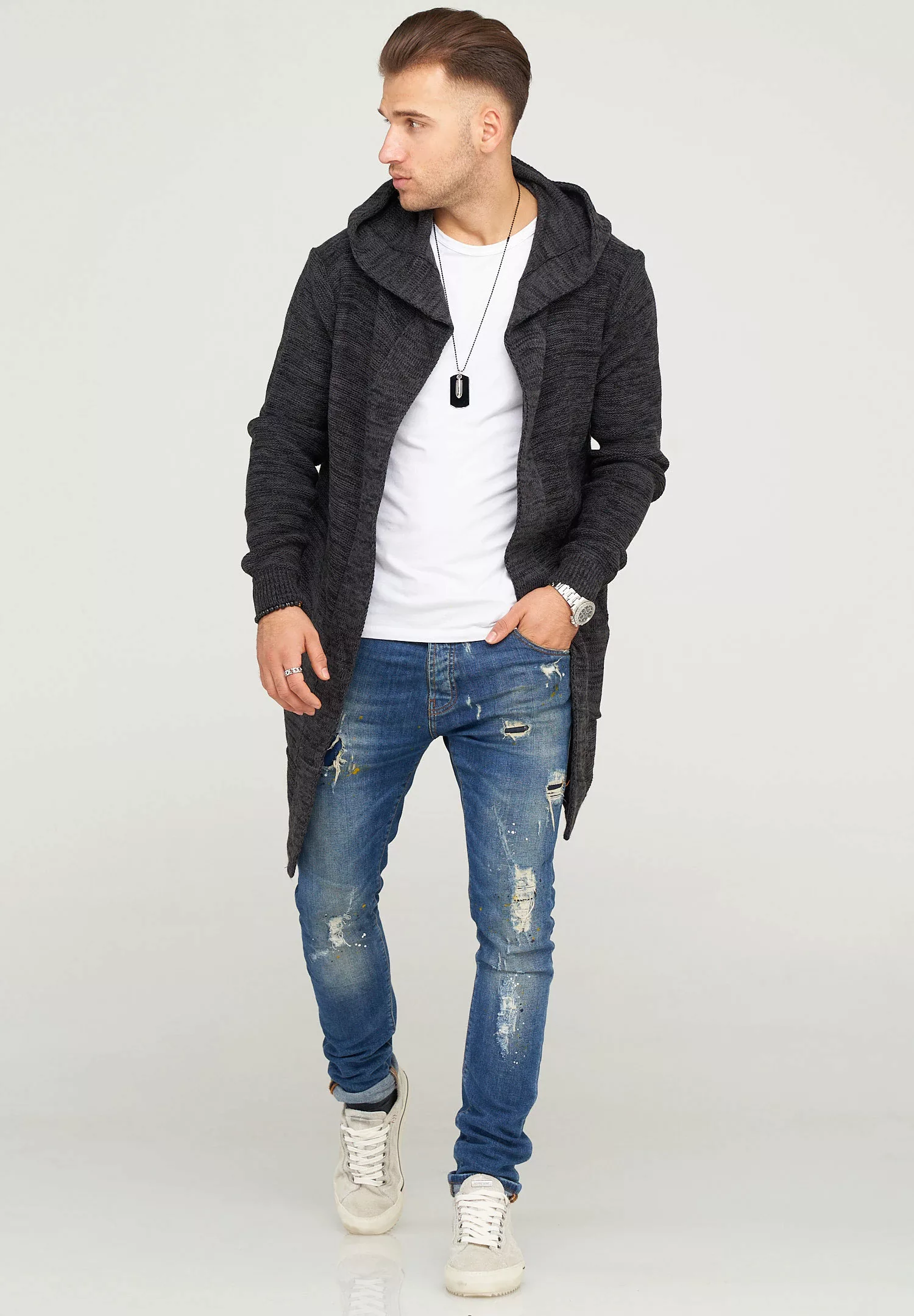 behype Strickjacke "ELIJA", mit gemütlicher Kapuze günstig online kaufen