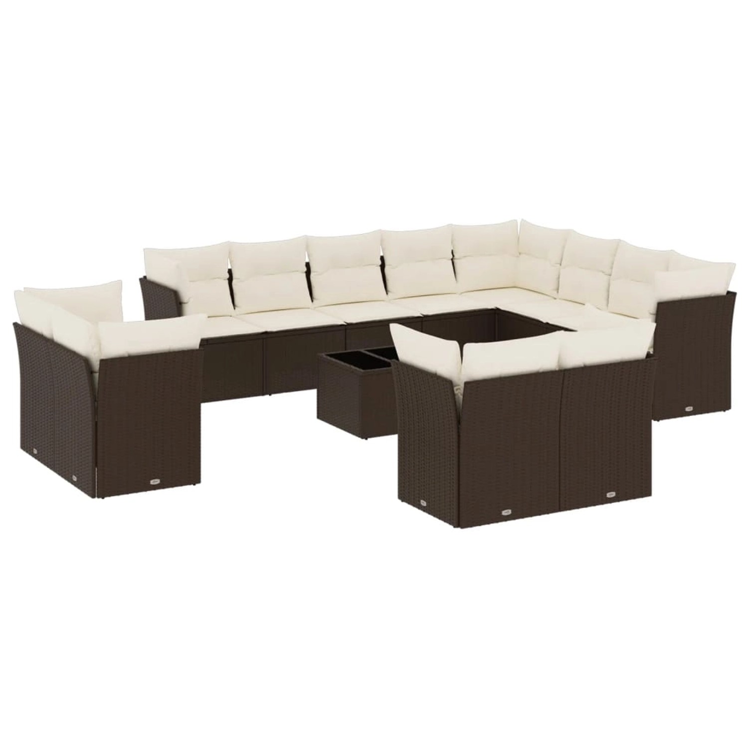 vidaXL 13-Tlg Garten-Sofagarnitur mit Kissen Braun Poly Rattan 3218543 günstig online kaufen