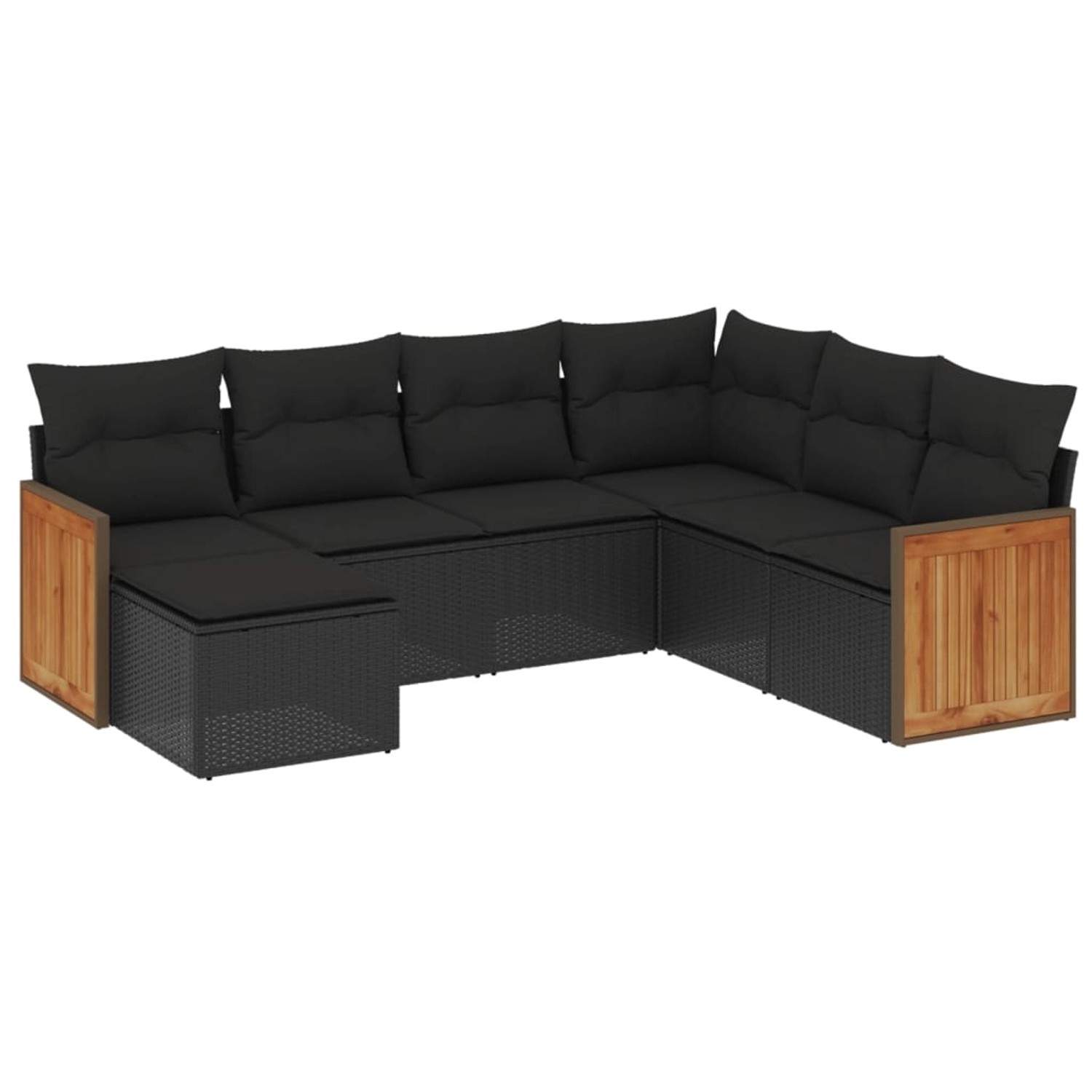 vidaXL 7-tlg Garten-Sofagarnitur mit Kissen Schwarz Poly Rattan Modell 170 günstig online kaufen