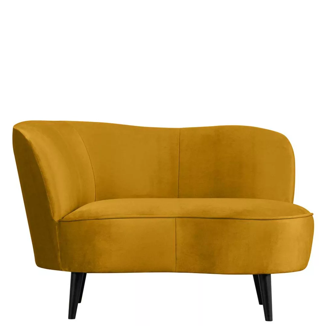 Gelbes Loft Sofa im Retrostil Vierfußgestell aus Holz günstig online kaufen